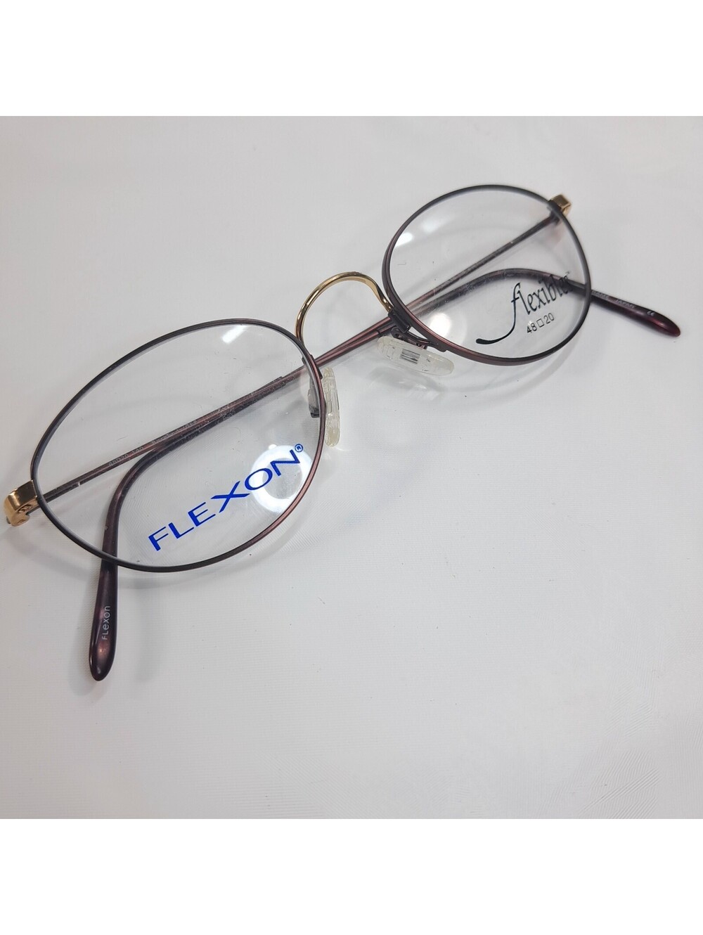 Flexon Eyeglasses Frames Flexibles 330 Burgundy/GEP Gold Oval 48-20-140 glasses